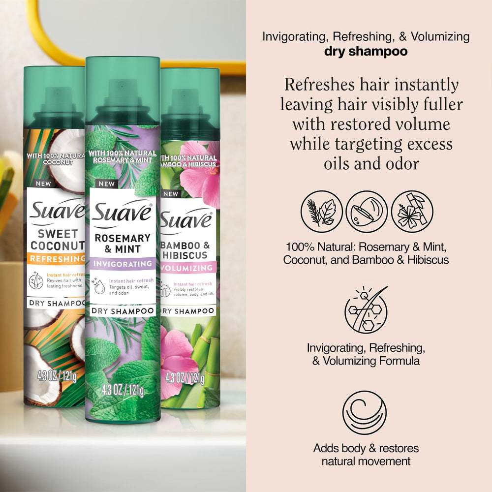 Suave spray sec bambou hibiscus apporte volume léger et texture aérienne.