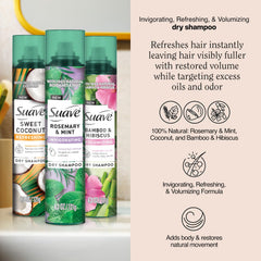 Suave spray sec bambou hibiscus apporte volume léger et texture aérienne.