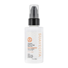 Sérum Suavecita Argan Silkening — bouteille vue avec versement fluide, brillance et frisottis maîtrisés.
