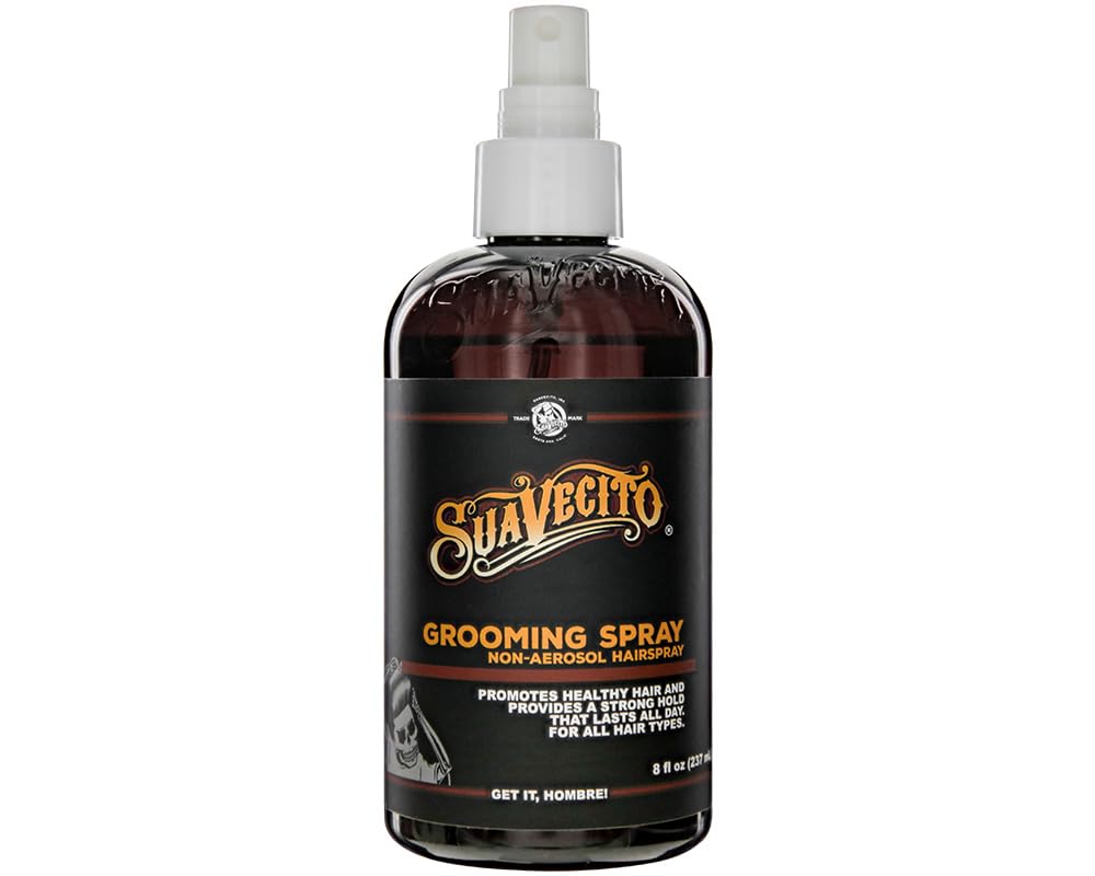 Suavecito, bouteille spray-coiffant, fixation nette et durable sans alourdir.