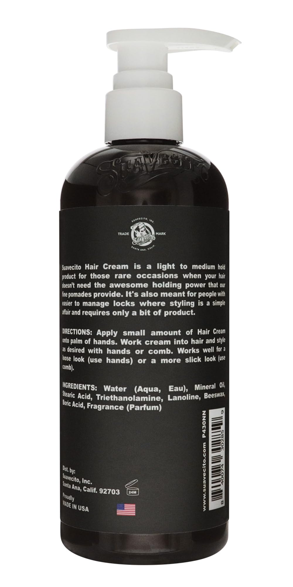 Crème capillaire Suavecito – texture lisse et contrôle des frisottis.