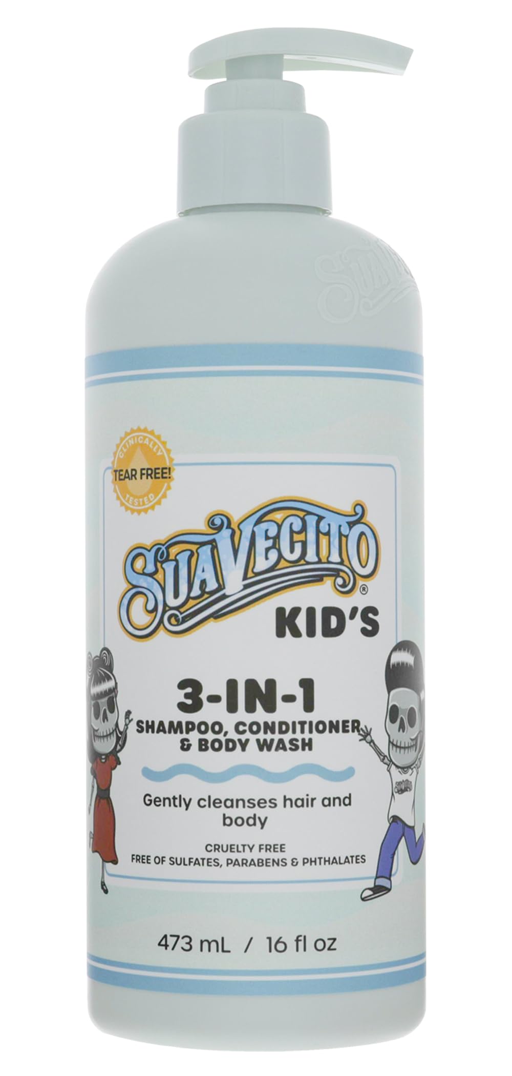 Suavecito Kid's 3-en-1: bouteille pompe, douceur sans larmes pour les enfants