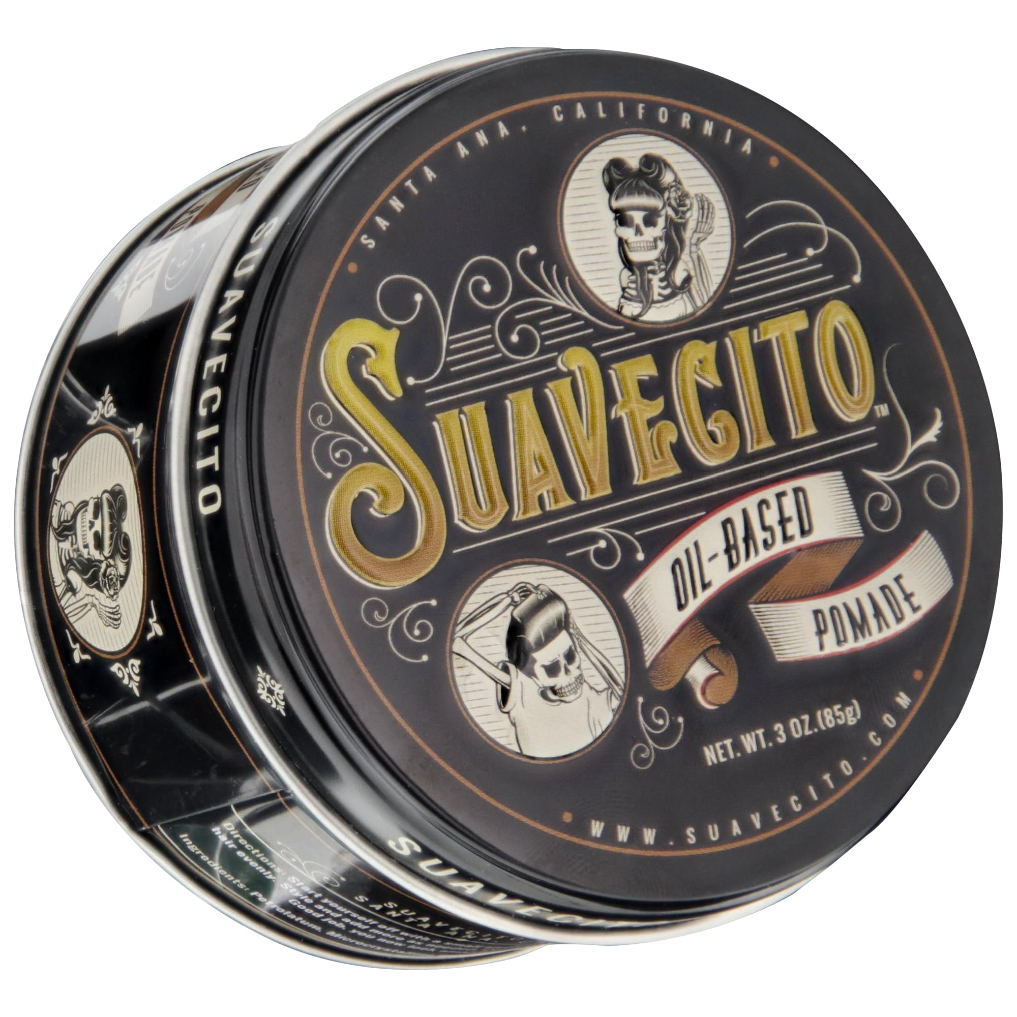 Pomade Suavecito: brillance moyenne à élevée pour un look soigné.