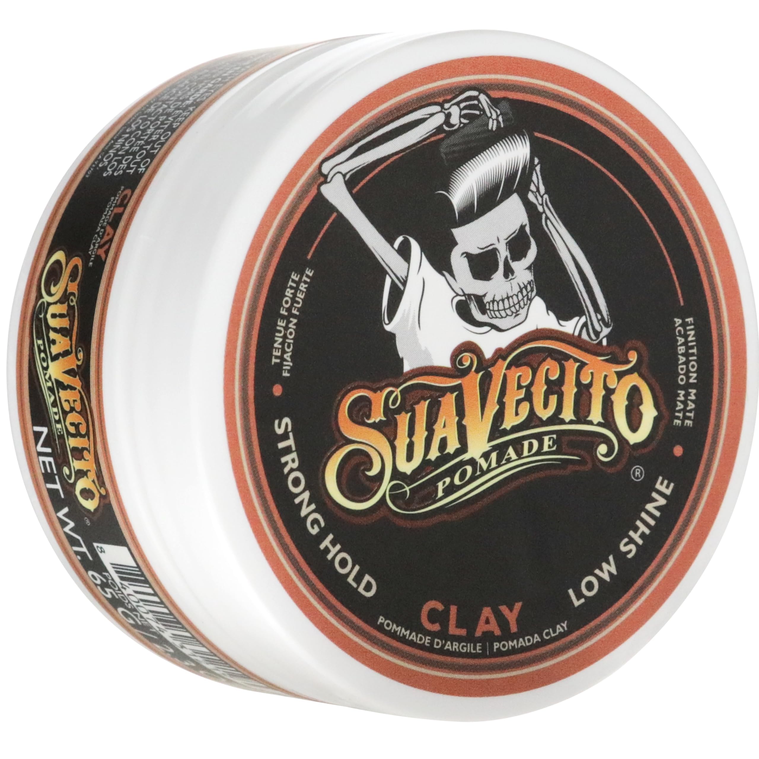 Suavecito Pomade Firme Clay : pot montrant le maintien ferme.