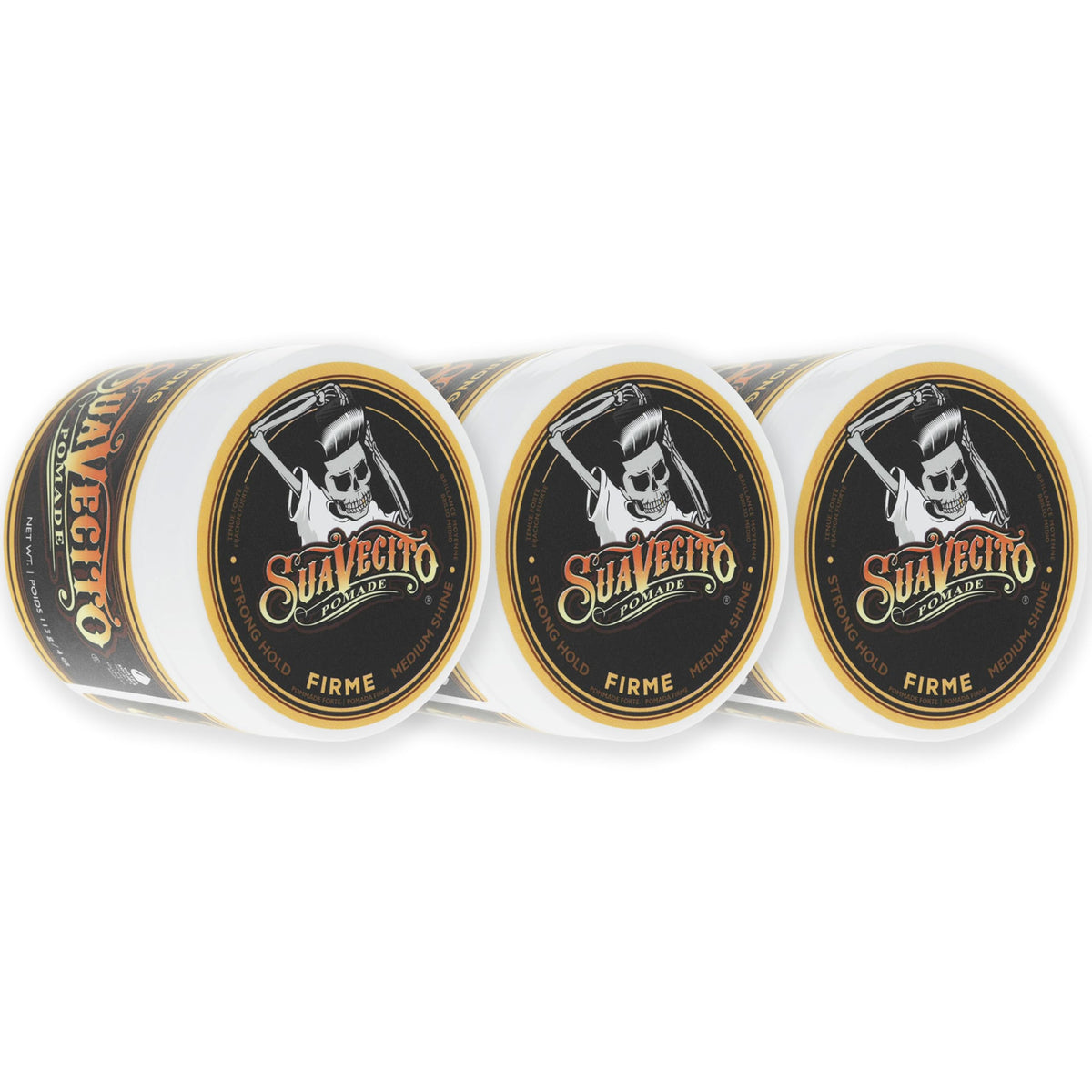 Pommade Suavecito Firme en bouteille 118 ml pour une tenue durable.