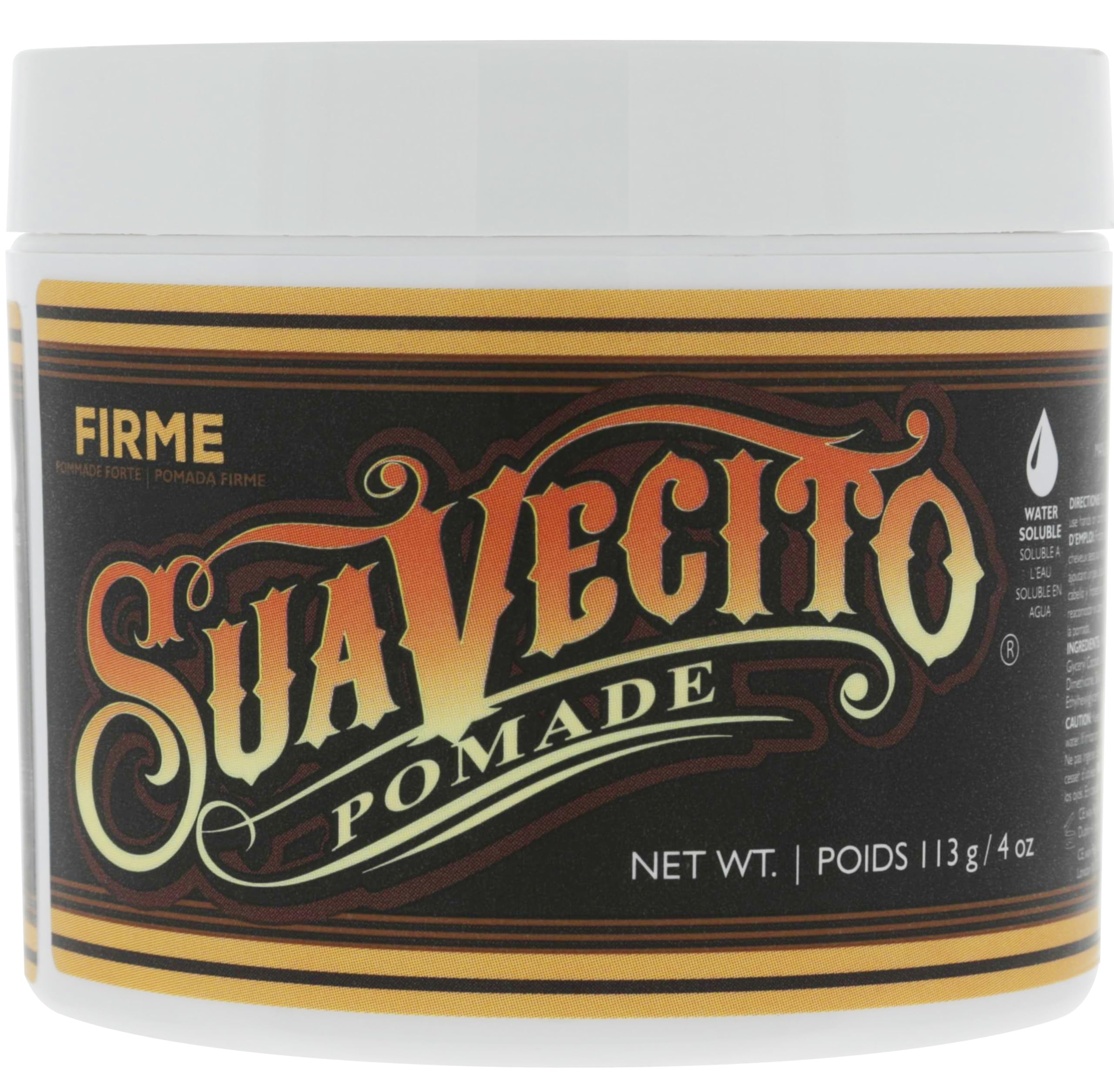 Suavecito Pomade Firme, bouteille 4 oz, coiffage durable toute la journée.