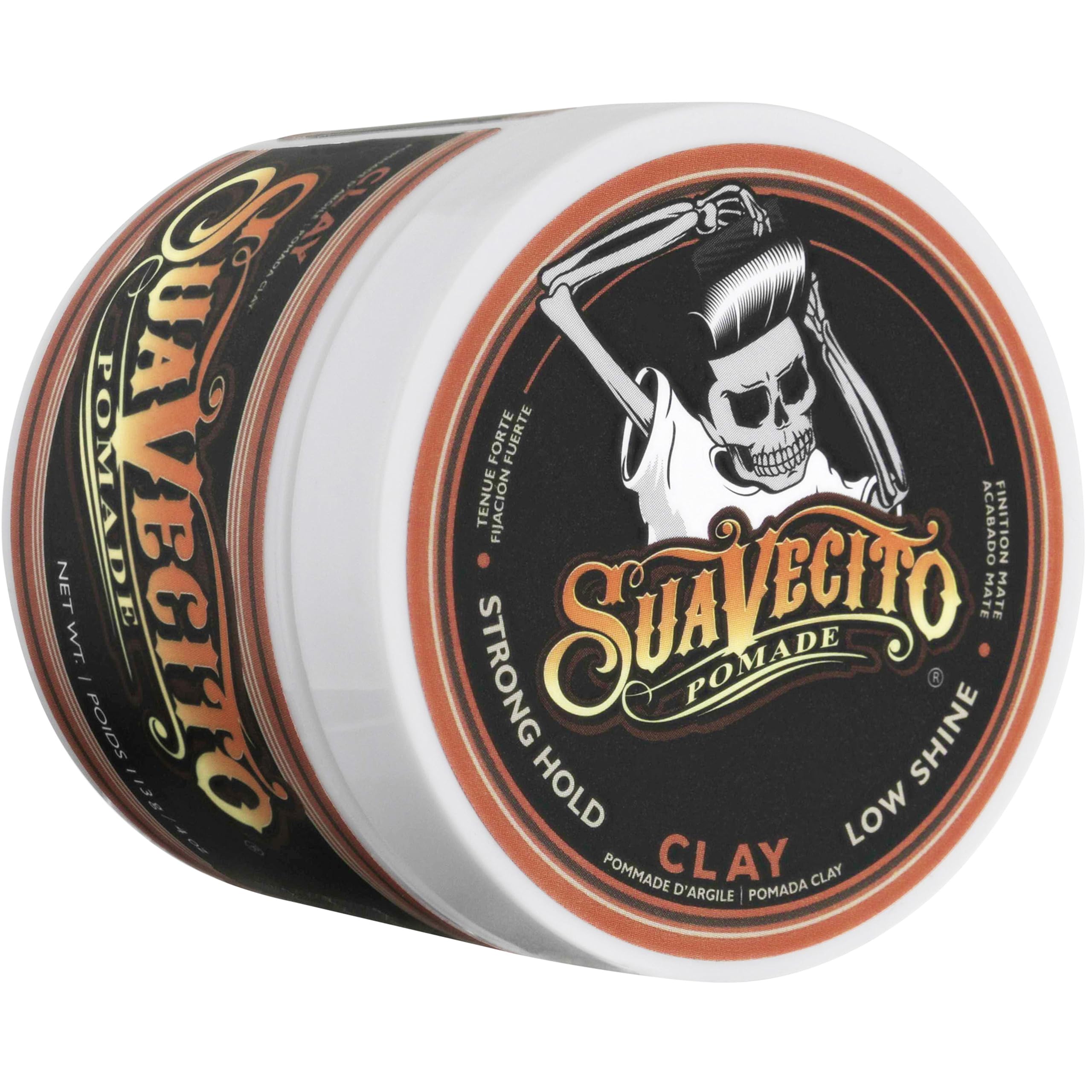 Tenue fiable avec Suavecito Clay pour maintenir la coiffure au fil de la journée.