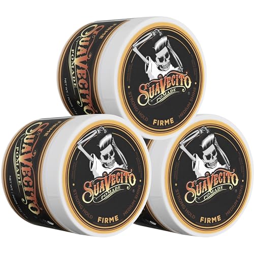 Étiquette et emballage de Suavecito Firme, présentation moderne et repérable.