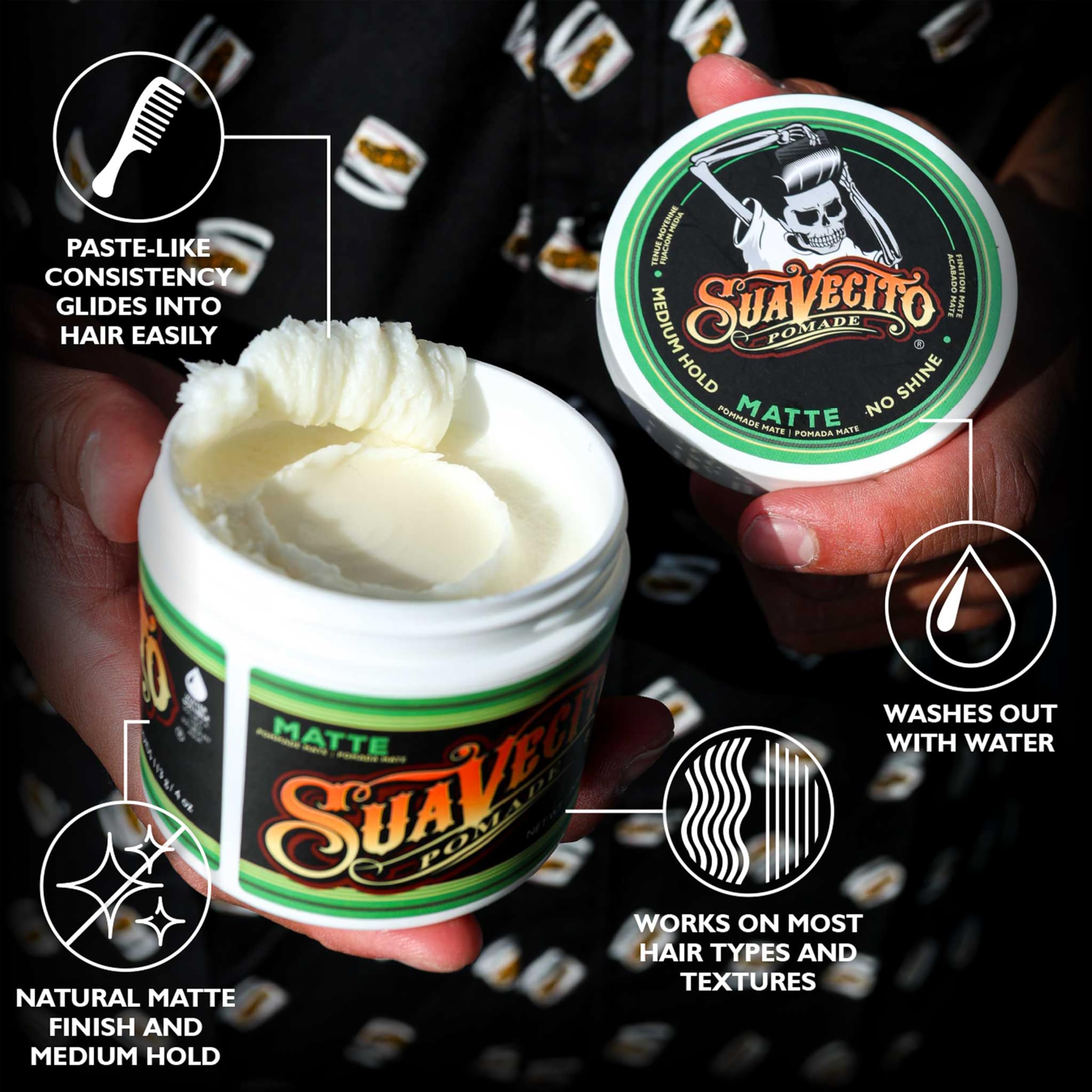 Application douce de Pomade Matte sans tiraillement lors du coiffage.