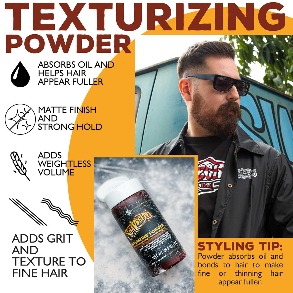 Suavecito Poudre texture separation cheveux montre mouvement et texture
