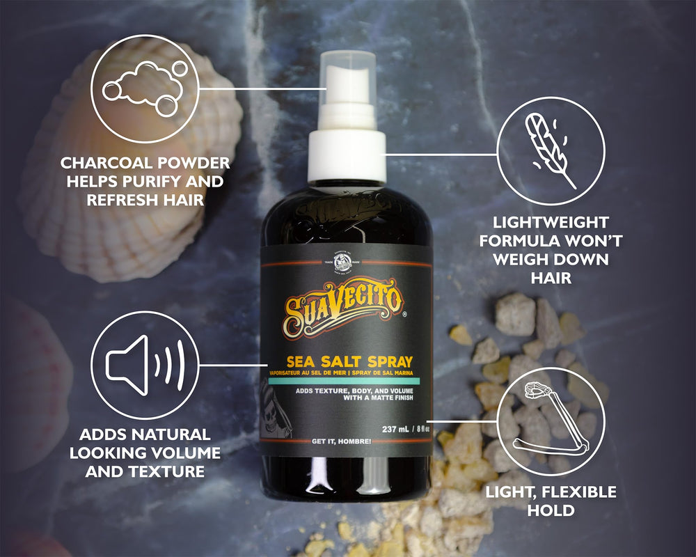 Suavecito sel-mer-charbon – purifiant et rafraîchissant pour cheveux.