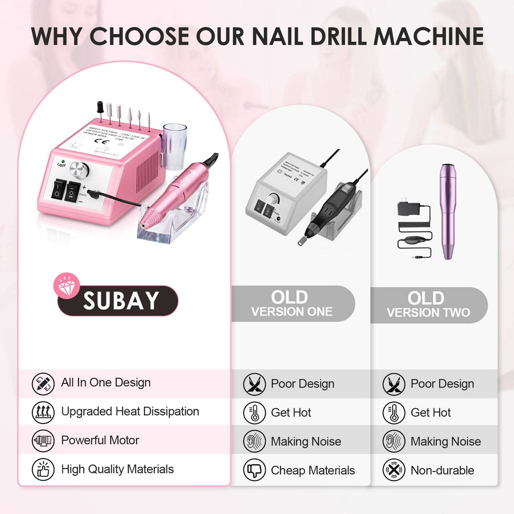 SUBAY perceuse à ongles, alu léger et durable, excellente dissipation chaleur