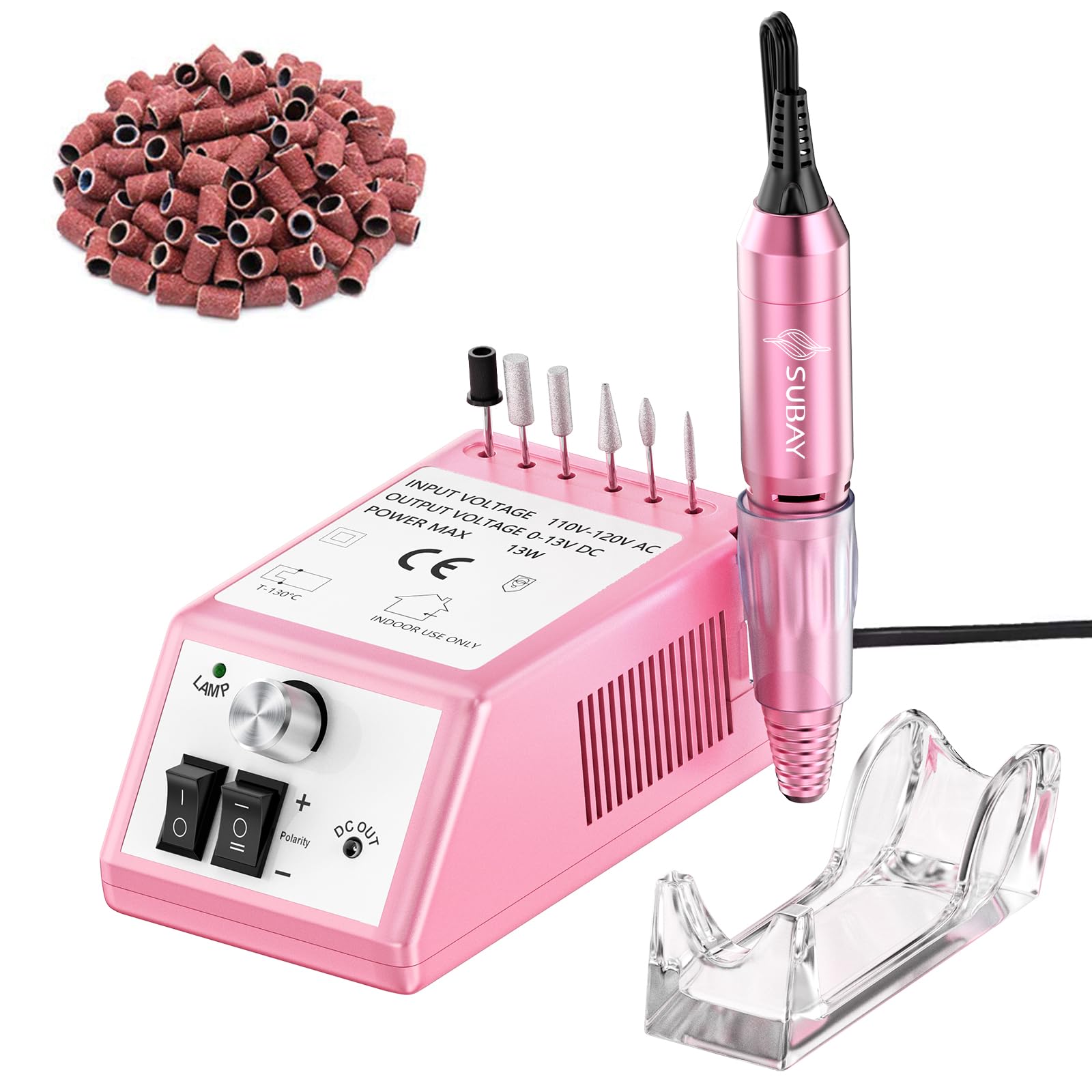 SUBAY perceuse à ongles, doigts et pieds, rose, précision pour salon et domicile