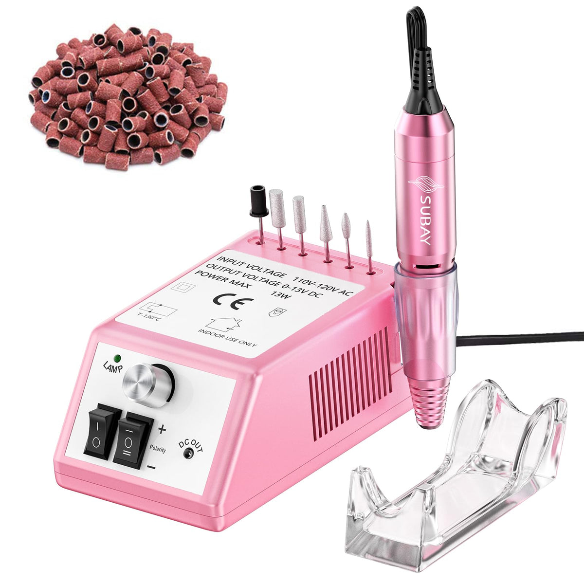 SUBAY perceuse à ongles, doigts et pieds, rose, précision pour salon et domicile