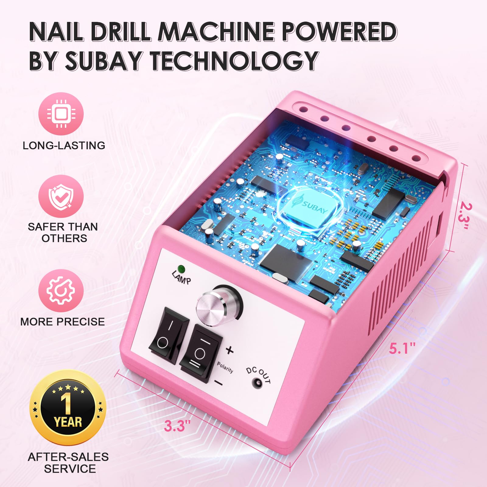 SUBAY perceuse à ongles, moteur silencieux pour séance agréable