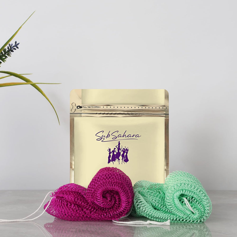 SubSahara cadeau bain luxe, éponge réseau africain pour un moment détente.