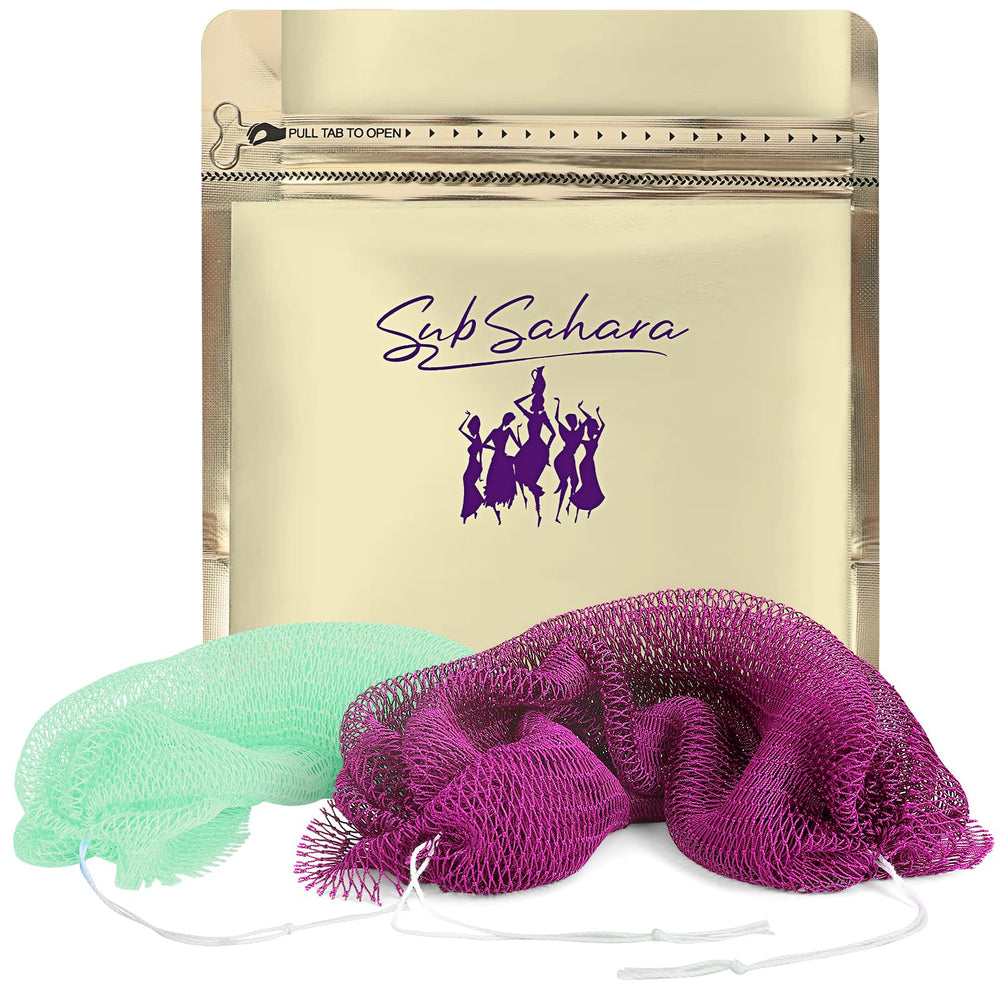 SubSahara éponge réseau africain authentique rose, exfoliation douce pour visage et corps.
