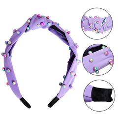 Bandeau Sucrain en perles violet, rehausse une tenue simple avec style.
