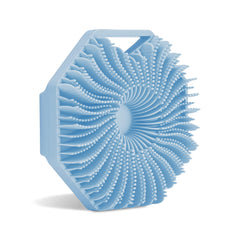 Brosse Sud Scrub en silicone antimicrobienne bleue pour une douche hygiénique.