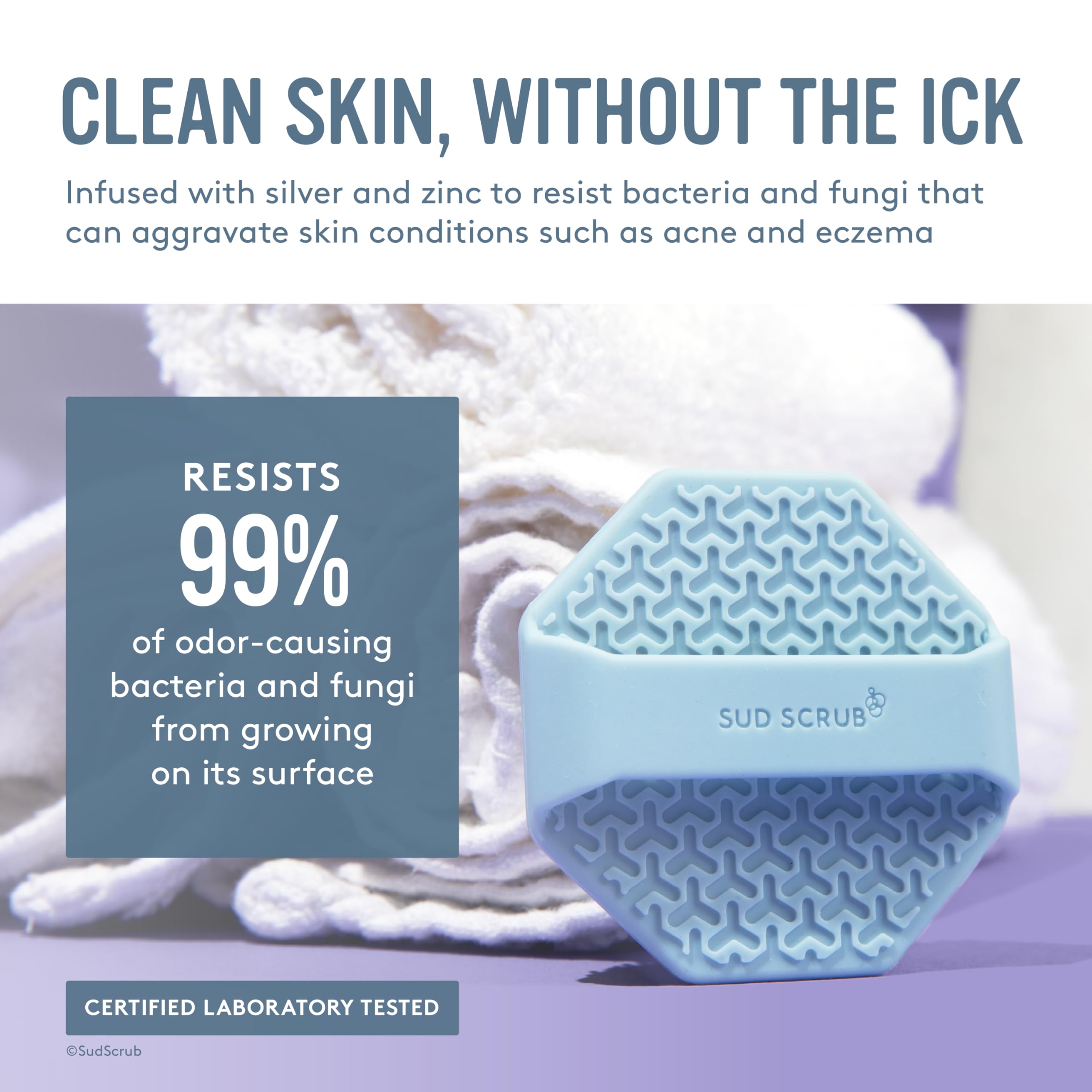 Sud Scrub brosse visage silicone exfoliation délicate pour pores nets.