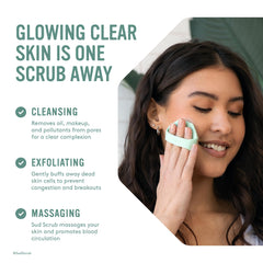 Brosse visage Sud Scrub couleur menthe pour une routine rafraîchissante.
