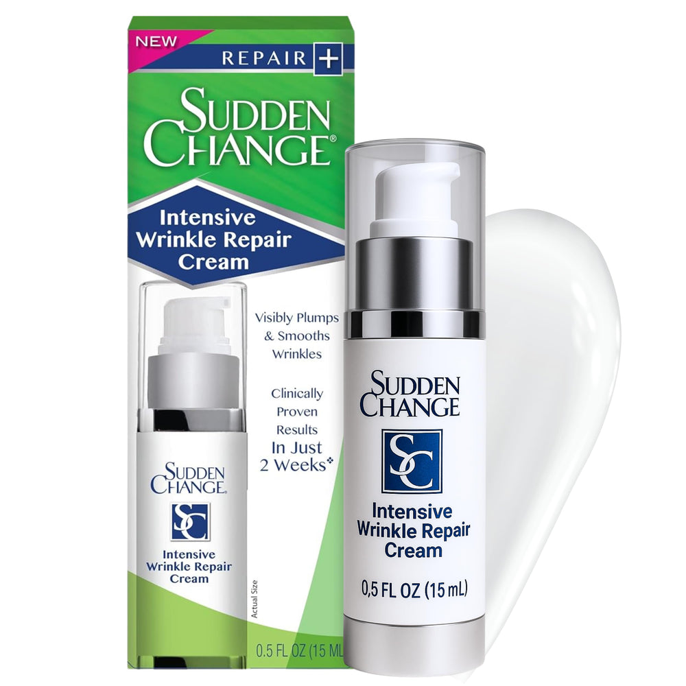 Crème visage Sudden Change en bouteille pour hydratation durable et apaisante.