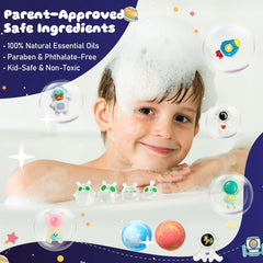 SudsyRoar bombes-bain-galaxie-alien-luminescents: jouets fluorescents qui brillent dans l'eau.