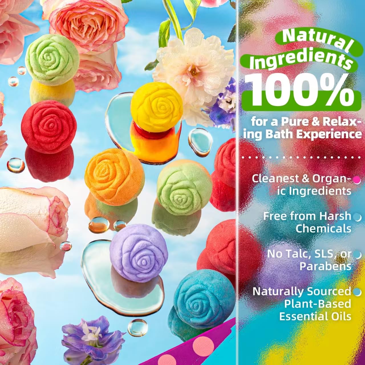 SudsyRoar bombes bain rose jasmin: énergie matinale grâce au parfum stimulant.