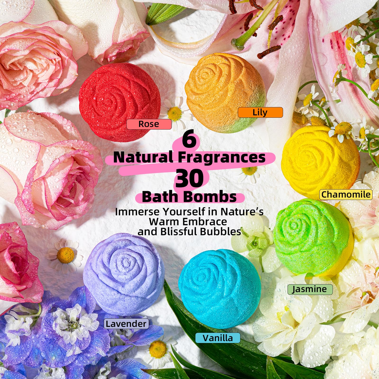 SudsyRoar bombes bain rose vanille: douceur chaude et ambiance cocooning.