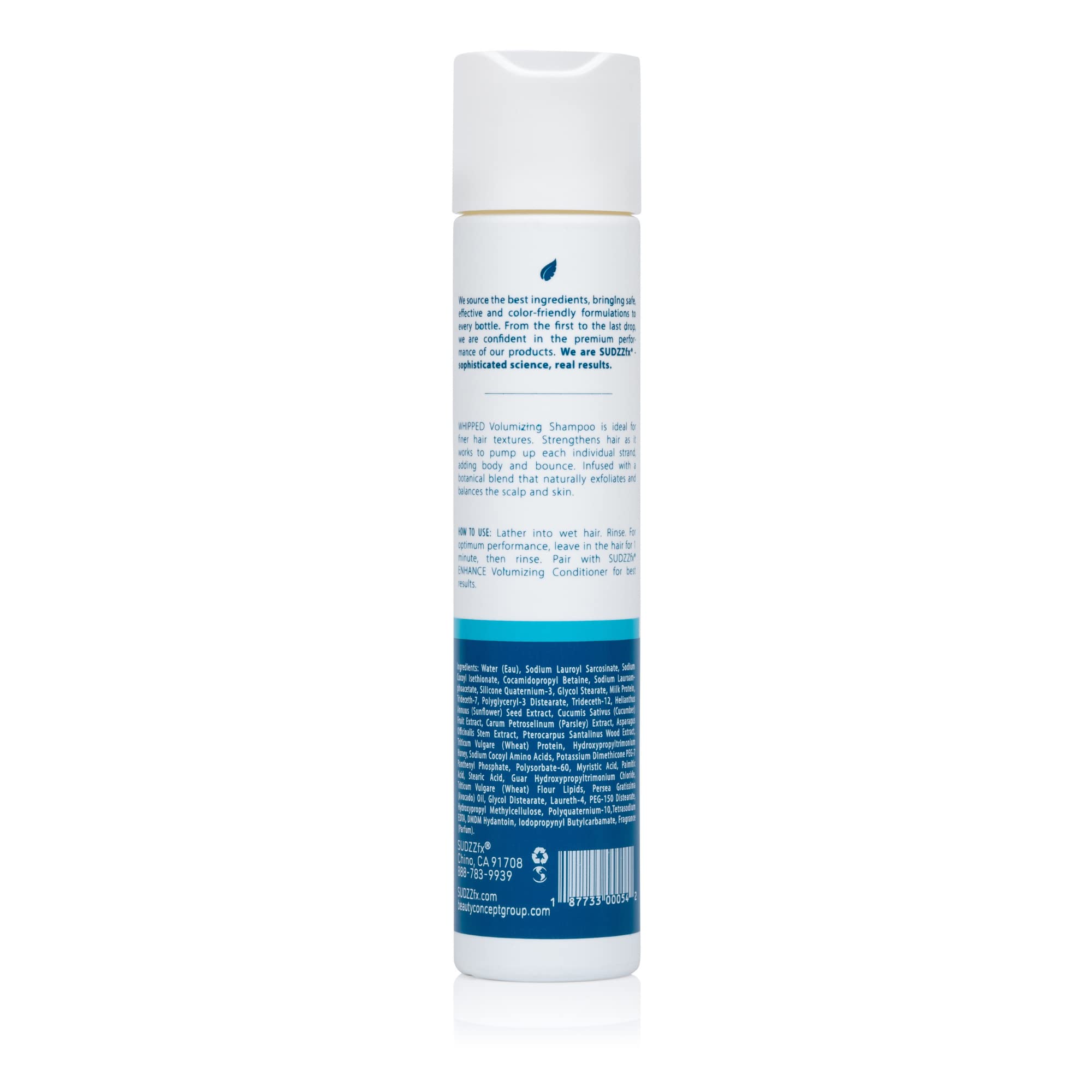Texture crème du Shampoing SUDZZFX, cheveux plus lisses et faciles à coiffer.