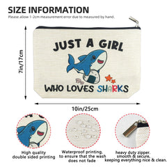 Etui cosmétique Suemetic avec fermeture éclair et motif requin, rangement sûr.