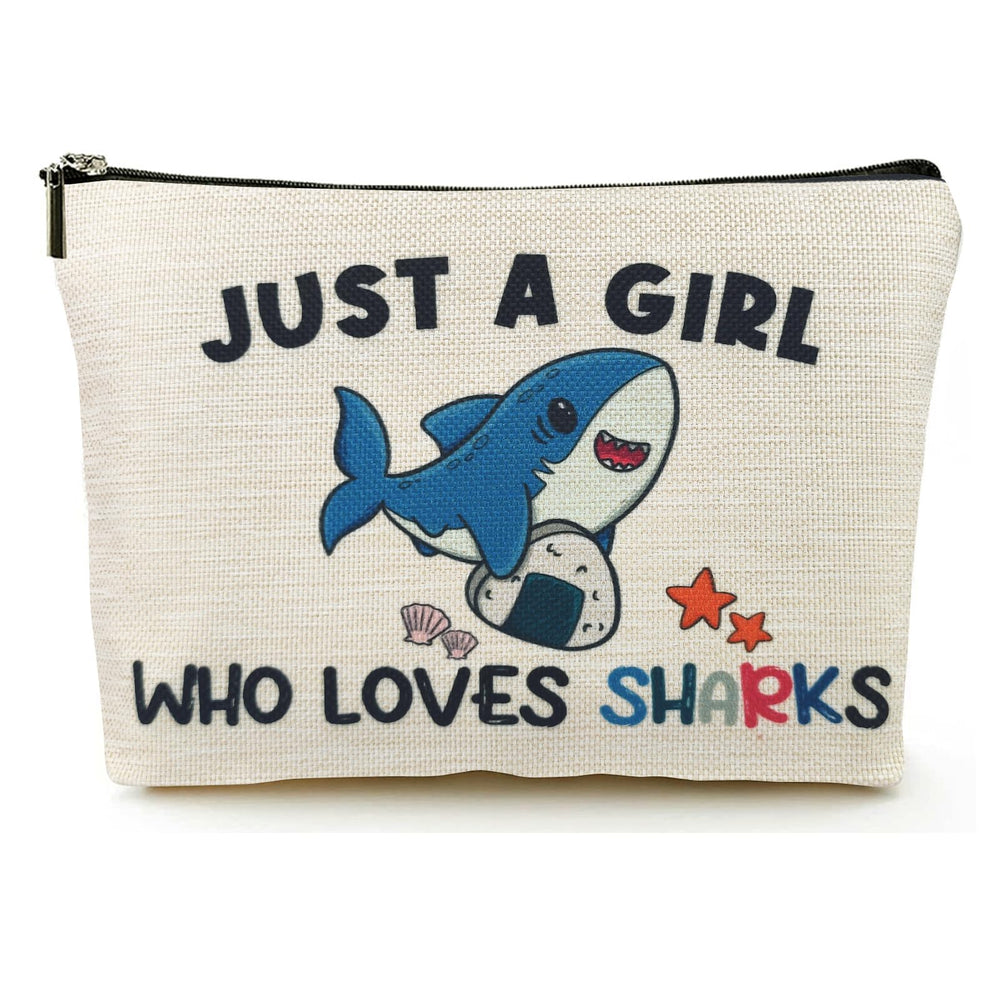 Sac maquillage Suemetic au motif requin, parfait pour transporter vos essentiels.
