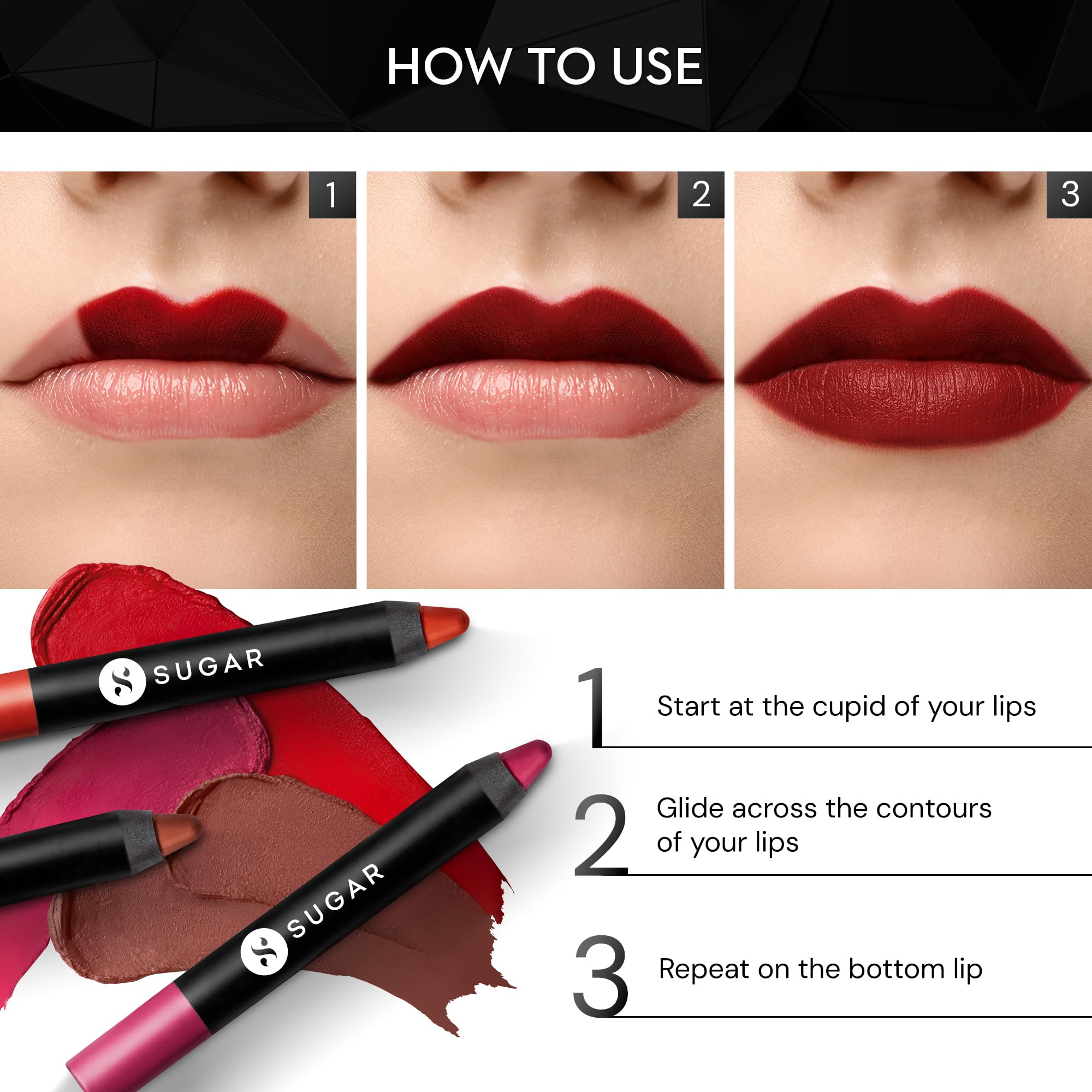 SUGAR Cosmetics Crayon Lèvres Application Rapide Viola – application facile pour un aspect précis.
