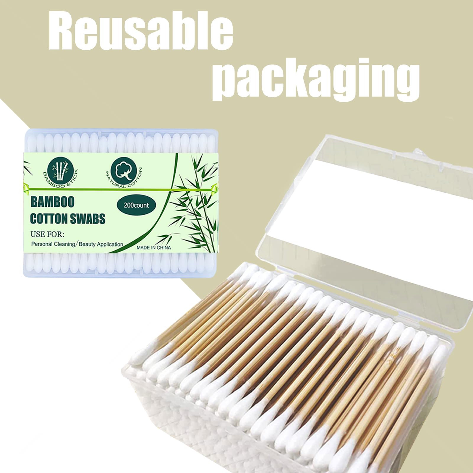 SUIZWMOU boîte recyclable pour coton-tiges bambou, choix écoresponsable.