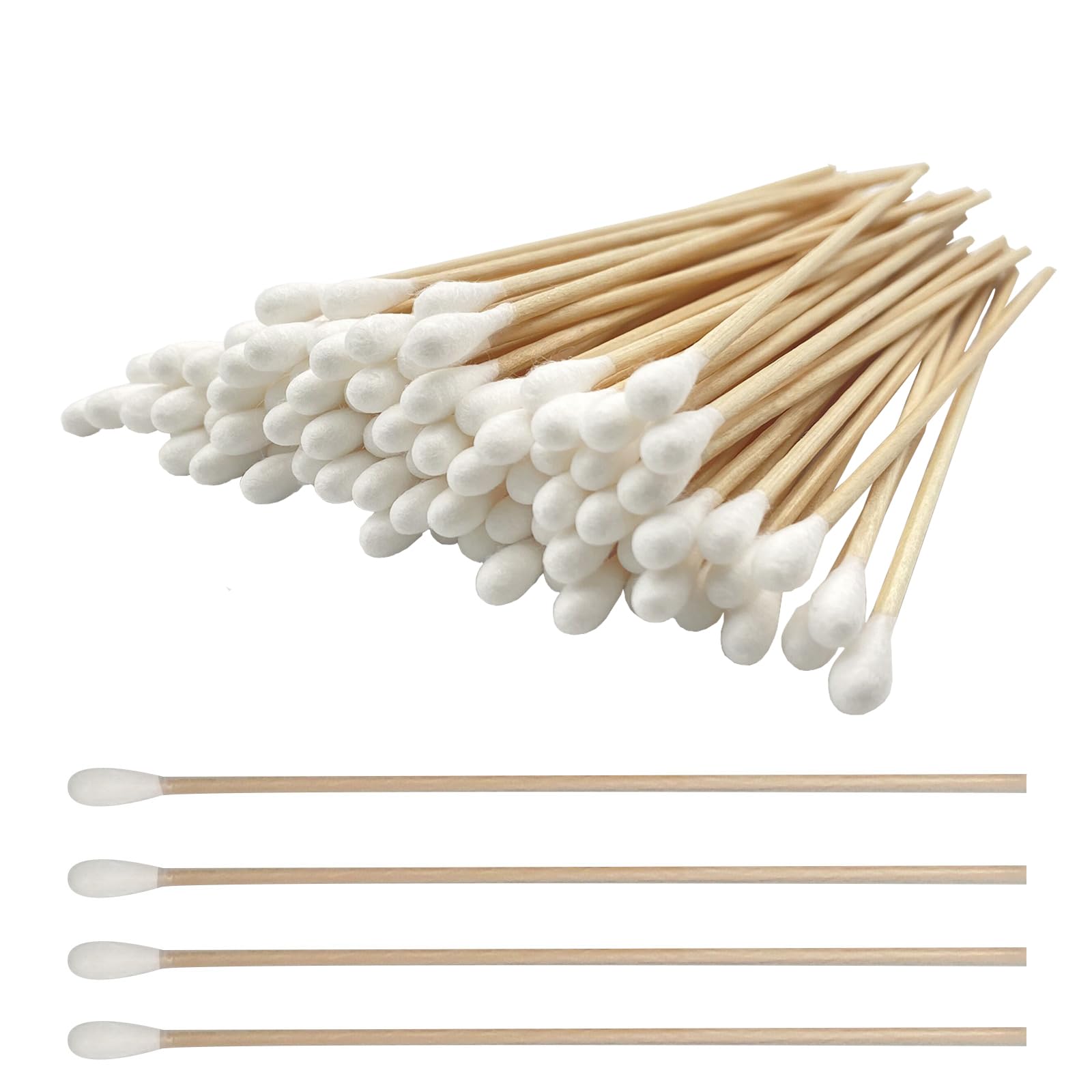 SUIZWMOU coton-tiges longs 6 pouces avec manche en bois, pratique pour atteindre les recoins difficiles.