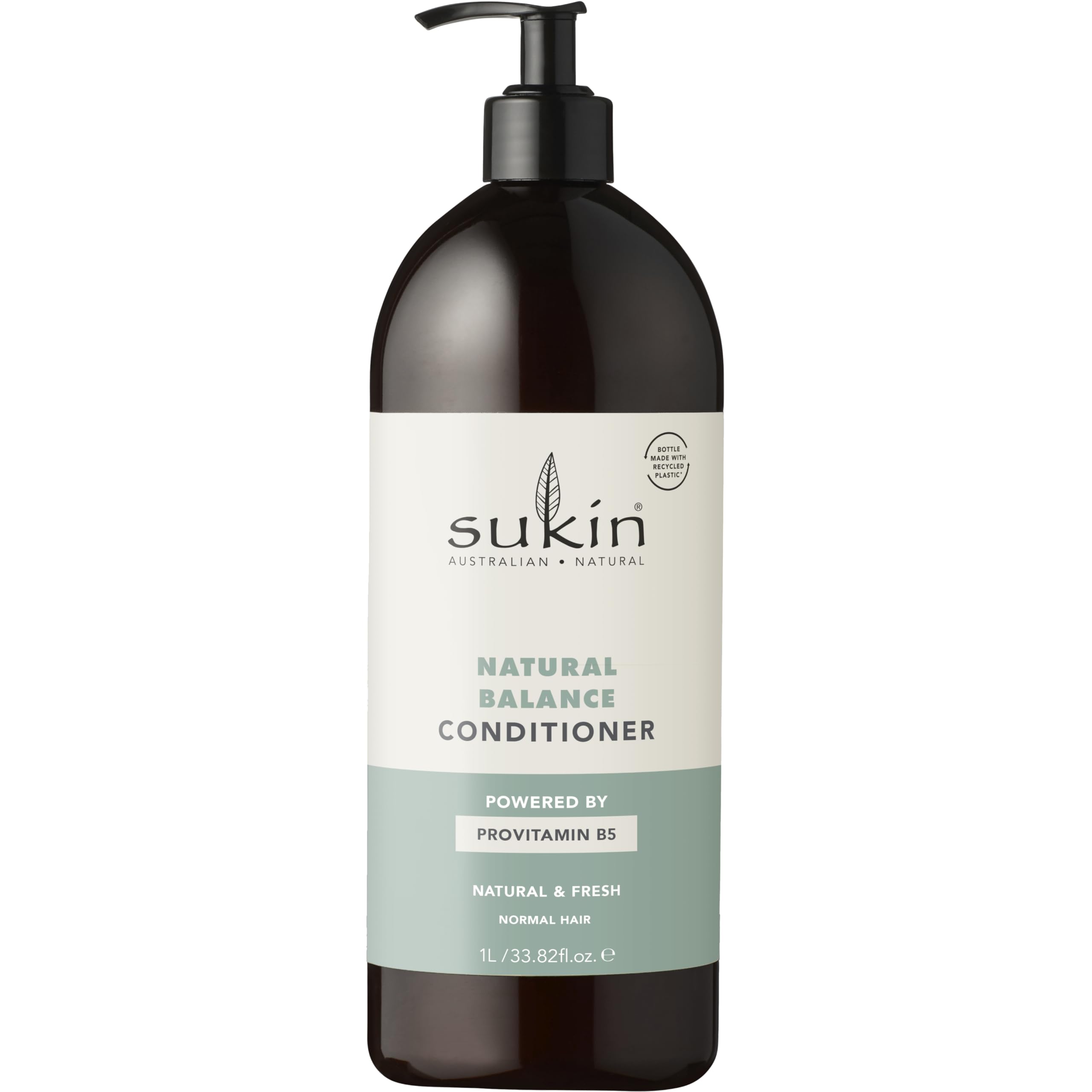 Sukin Balance : bouteille du conditionneur pour cheveux sains et brillants en utilisation quotidienne.