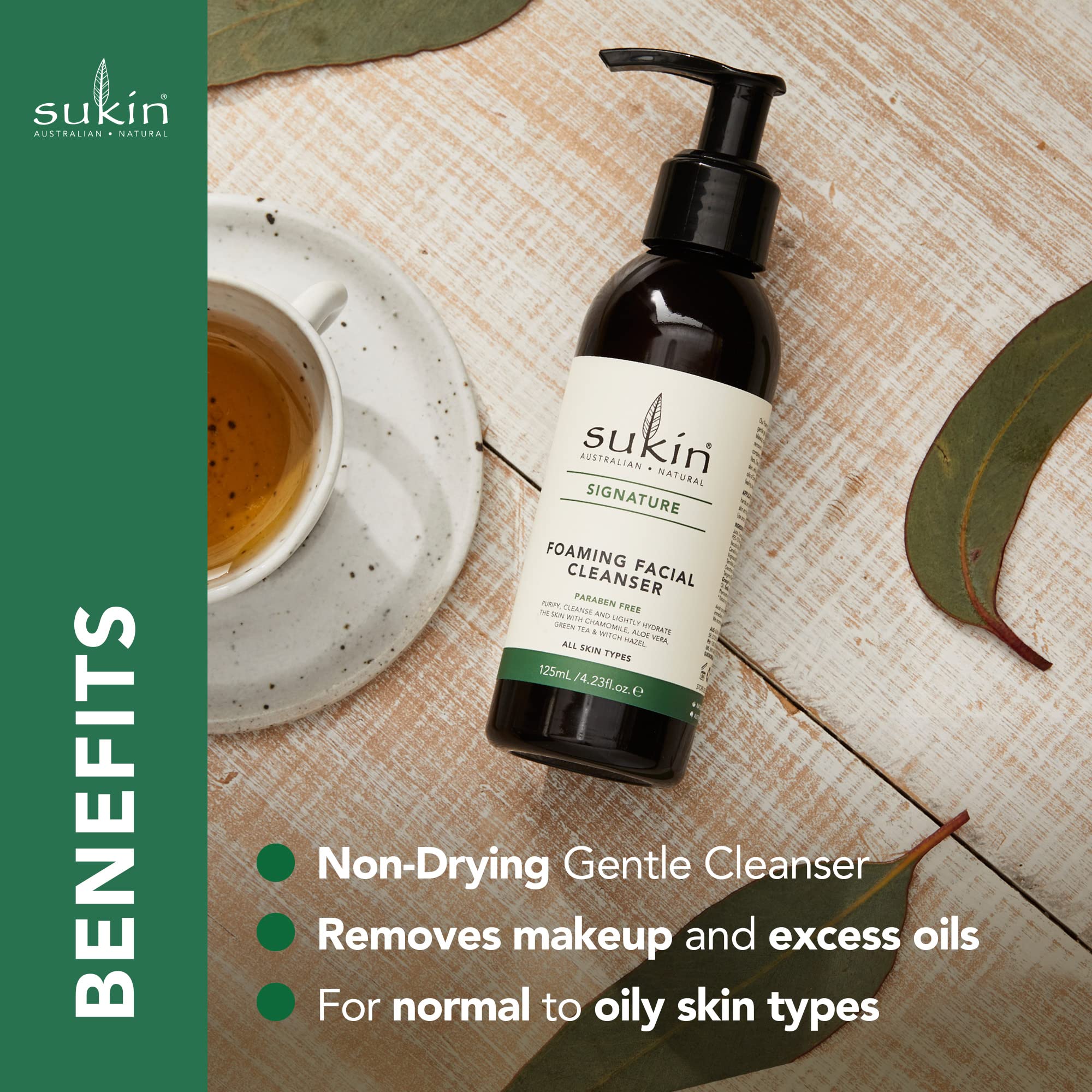 Ingrédients naturels Aloe Vera et Camomille pour apaiser la peau Sukin