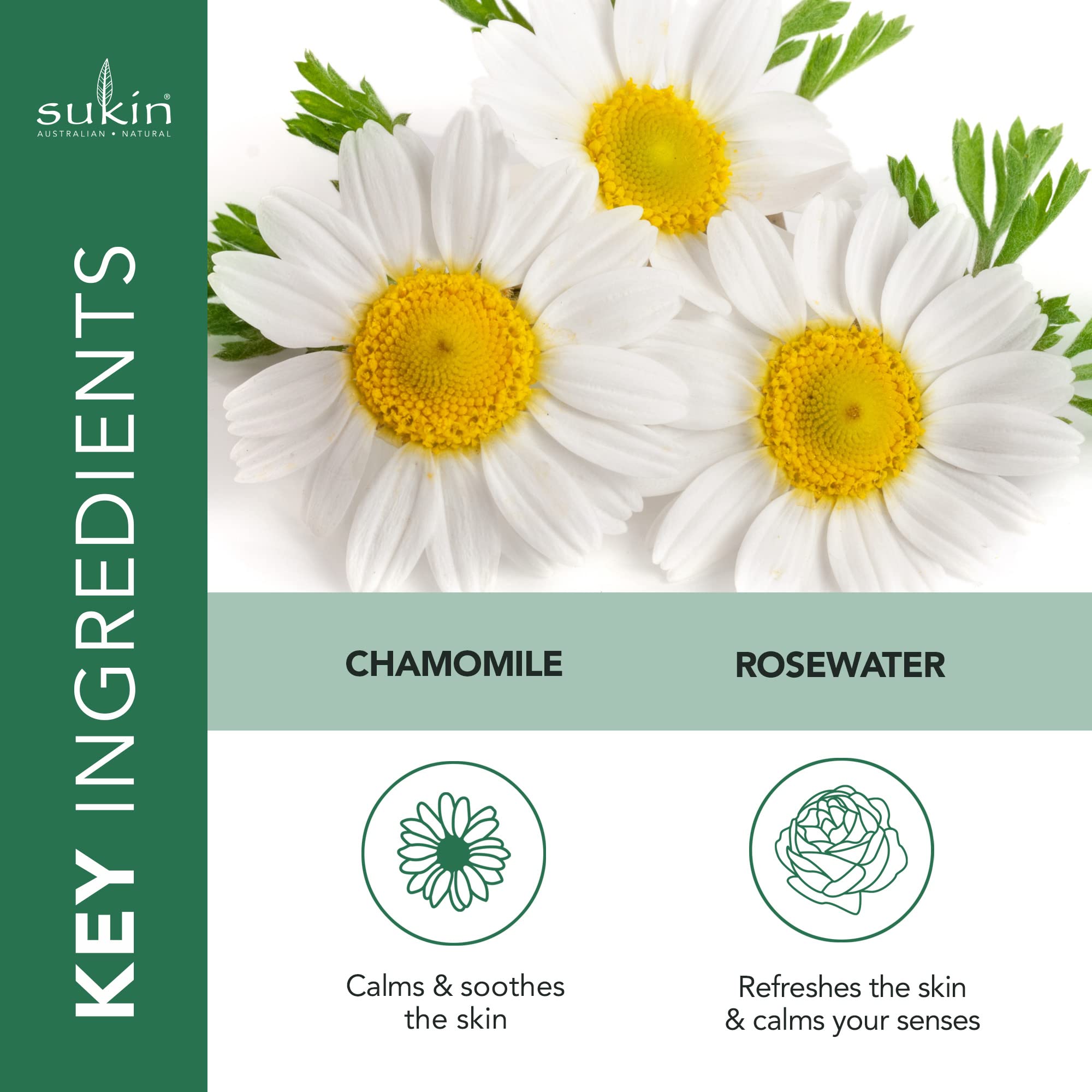 Sukin Organics Brume visage rose-apaisante, idéale après une journée chaude.
