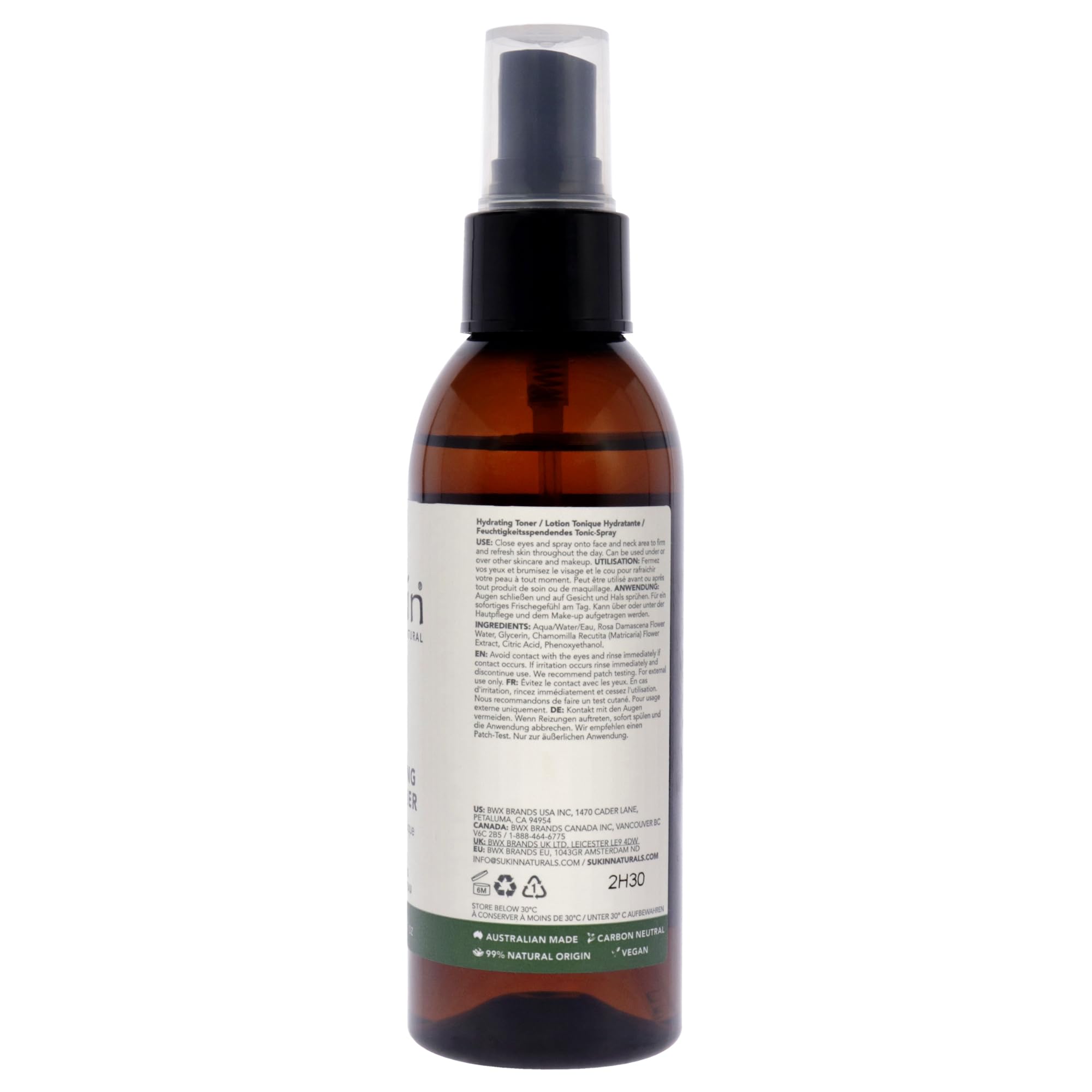 Sukin Organics Brume visage rose-pure et frais, rafraîchissement quotidien.