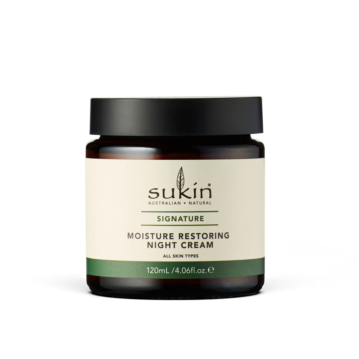 Sukin Organics Crème Nuit hydratante dans un flacon, hydratation nocturne douce.
