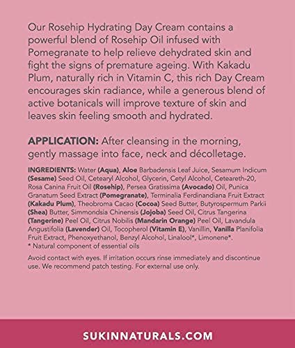 Sukin Rosehip Hydrating Day Cream – Application quotidienne après le nettoyage.
