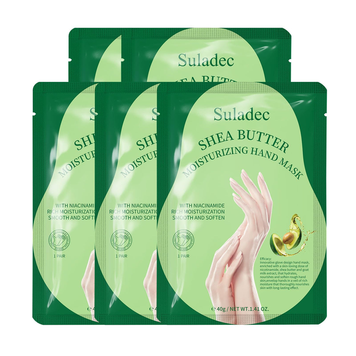 SULADEC masque main karité lait chèvre, hydratation nourrissante pour mains sèches.