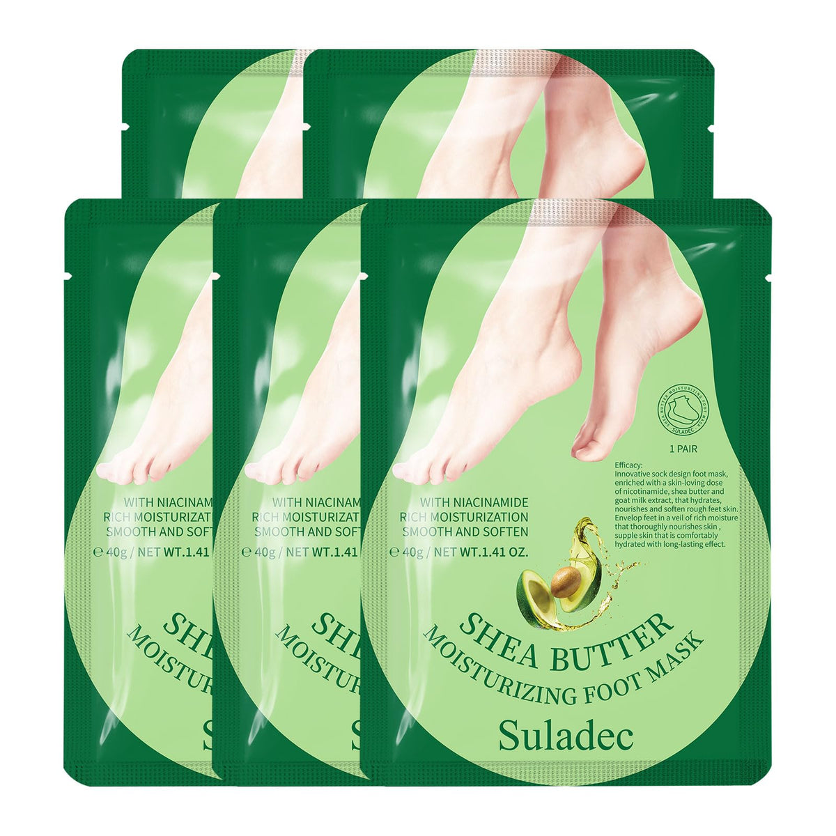 SULADEC Masque Pieds hydratant au karité et lait de chèvre pour douceur.