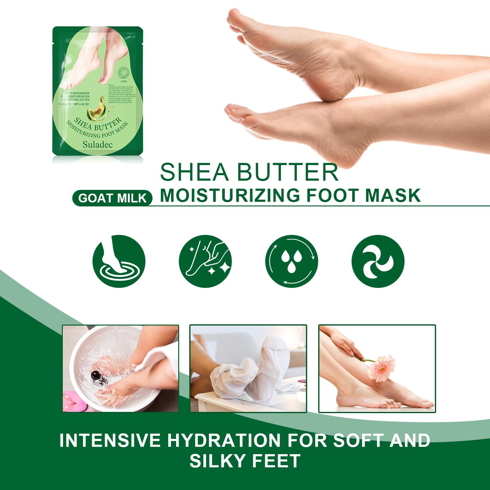 SULADEC Texture crèmeuse du masque pieds offre une expérience confortable.