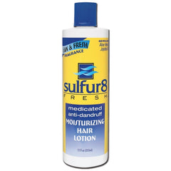 Sulfur 8 Fresh: bouteille de lotion anti-pelliculaire hydratante pour cuir chevelu sain et frais.