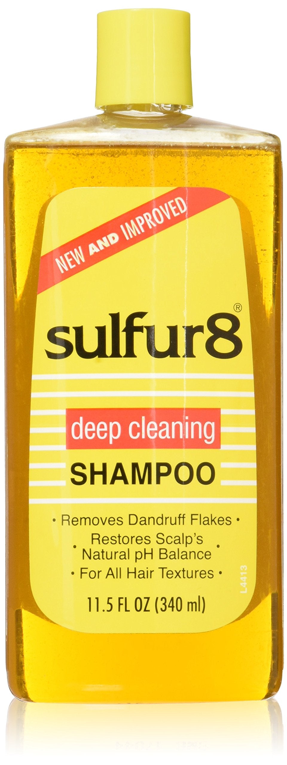 Shampooing Sulfur 8 anti-pelliculaire purifie le cuir chevelu et apaise les démangeaisons.