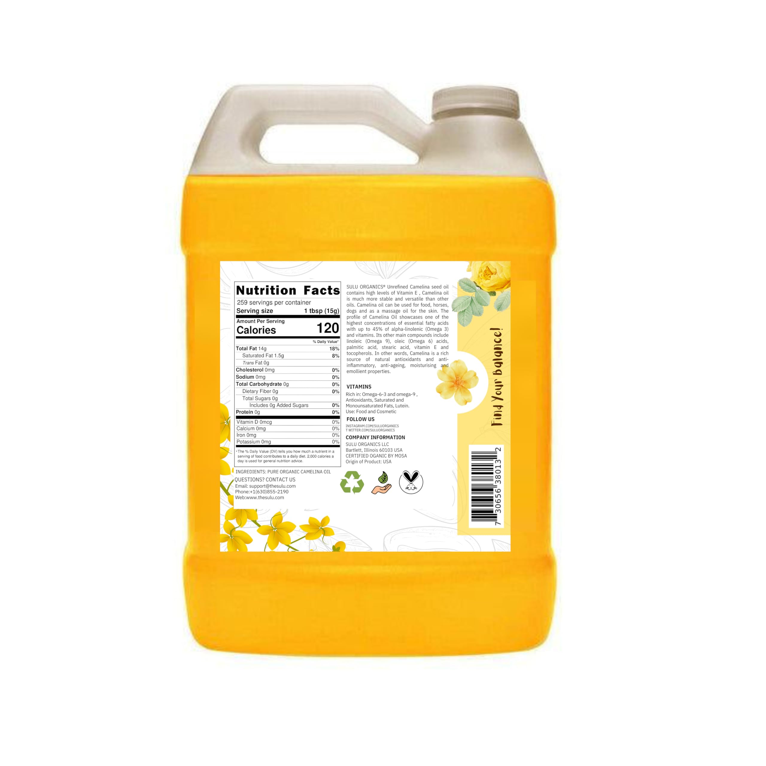 SULU ORGANICS huile cameline – usage cuisine légère et nutriments essentiels.