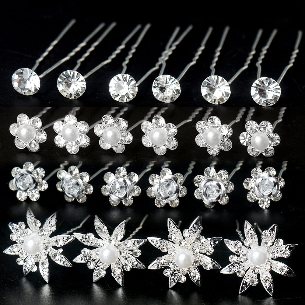 Épingles SUMAJU pour cheveux avec perles et cristaux, parfaites pour un look de mariée.