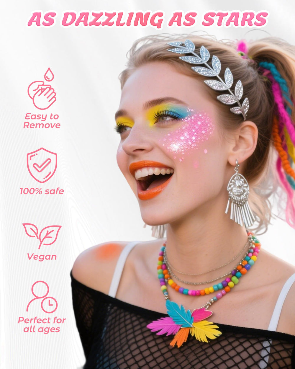 SUMEITANG Effet scintillant pour festival, regard et peau qui brillent