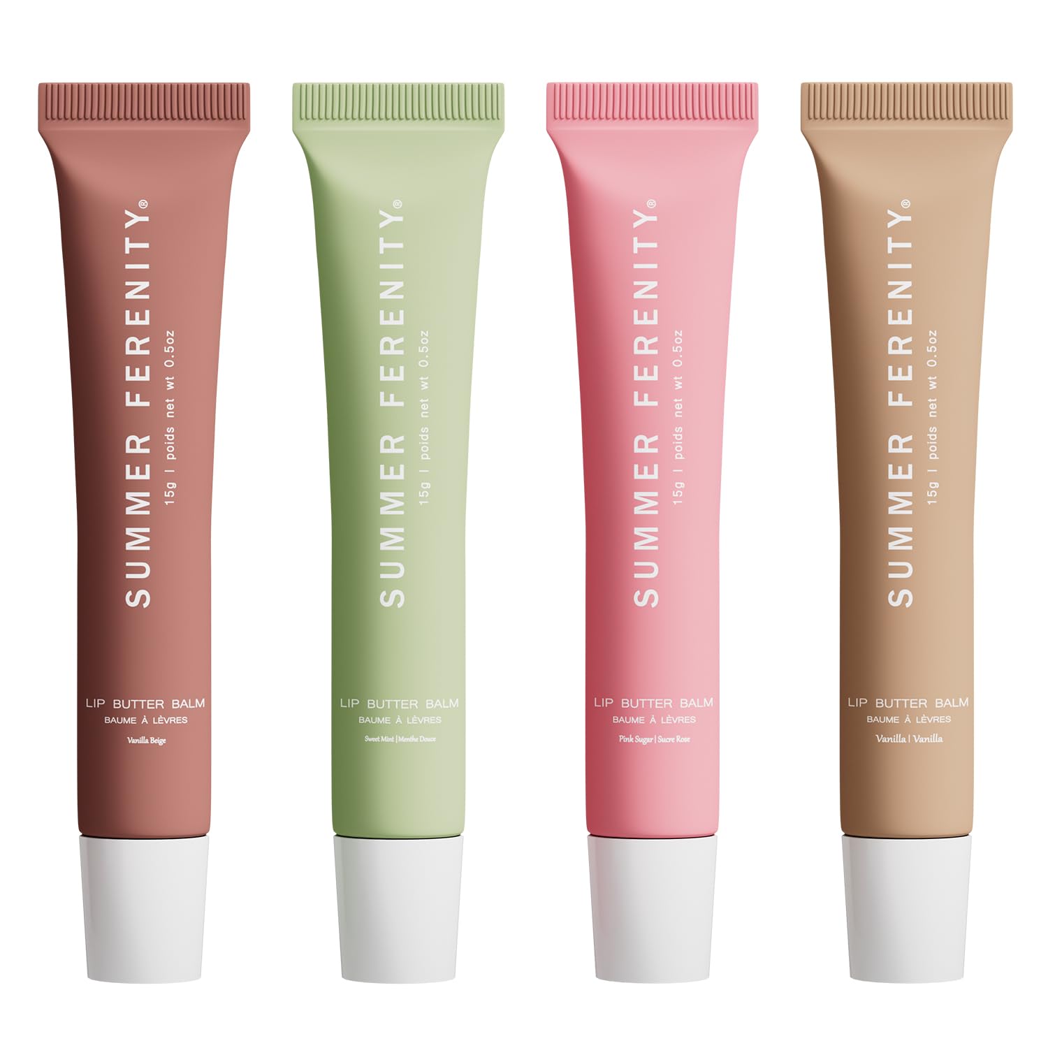 Summer Ferenity baume lèvres teinté ensemble 4 pack, hydratation douce et couleur naturelle